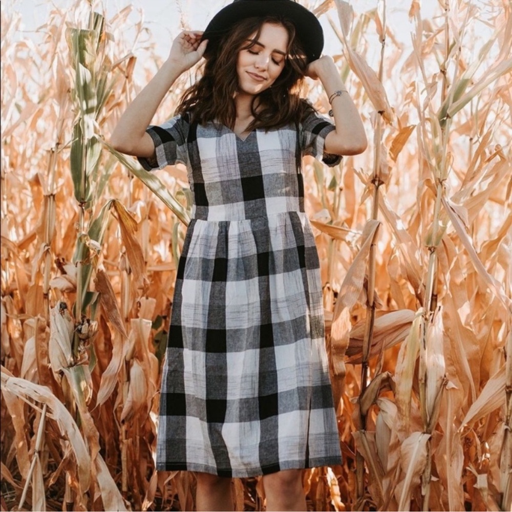 Piper & Scoot Black and White Plaid Dress